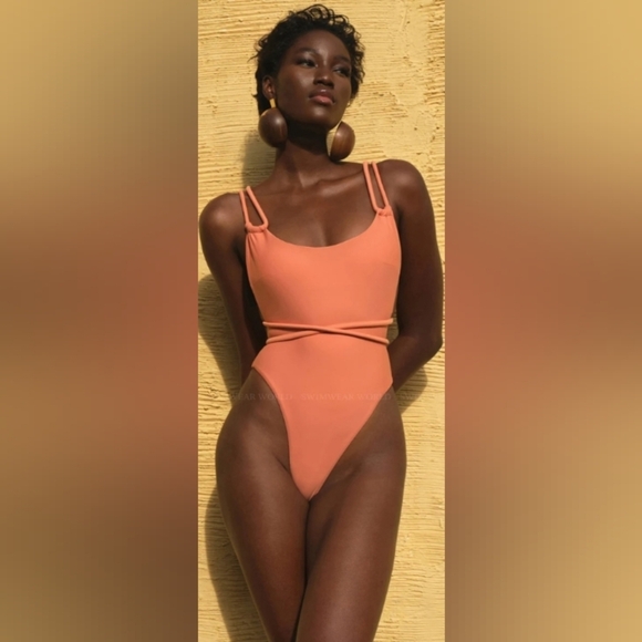 Andrea Iyamah Lima One Piece Swimsuit In Peach. - Picture 1 of 11